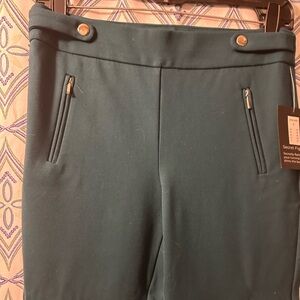 NWT Teal High-Waisted Dress Pants with Button and Zipper Detail, SLIMMING FIT